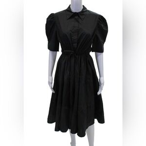 Nwot Meimeij black cotton midi shirt dress cut back size S 40